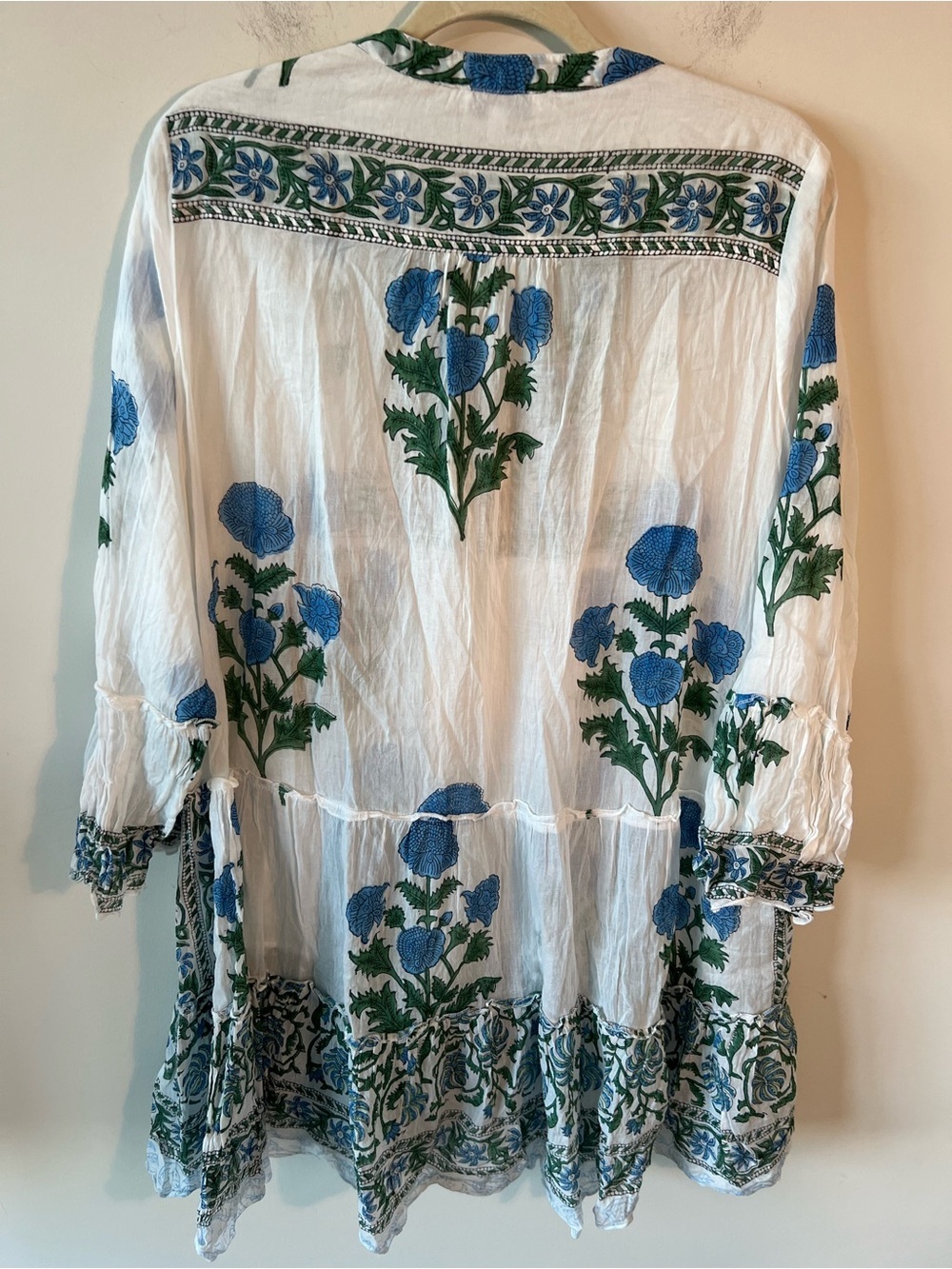 Tuckernuck Juliet Dunn Floral Boho Tunic Dress with Blue & Green Print Lined - Picture 7 of 12